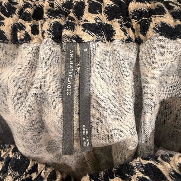 Anthropologie Beige and Black Leopard-Print Wide Leg Pamts - Picture 3 of 3